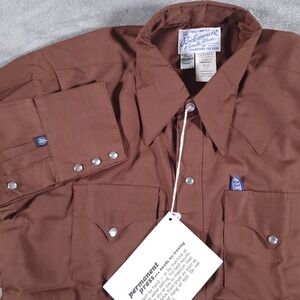 Vintage Rockmount Ranch Wear Shirt Mens Medium 15 Brown Western Pearl Snap USA
